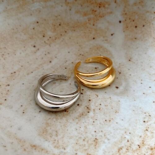 SHANICE 925 Sterling Silver Open Ring Double Layer Finger Ring Silver Color Rings For Women Simple Party Gifts Trendy Street