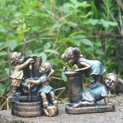 NEW Style Resin Garden Statue Sun-Resistant Vivid Boys Girls Garden Decoration Sculpture Patio Decor for Home Crafts