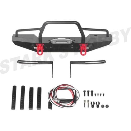 TRX-4 Metal Front Bumper with Led Light for 1/10 RC Crawler Car Traxxas TRX4 D90 D110 Defender Axial SCX10 90046 Upgrade Parts