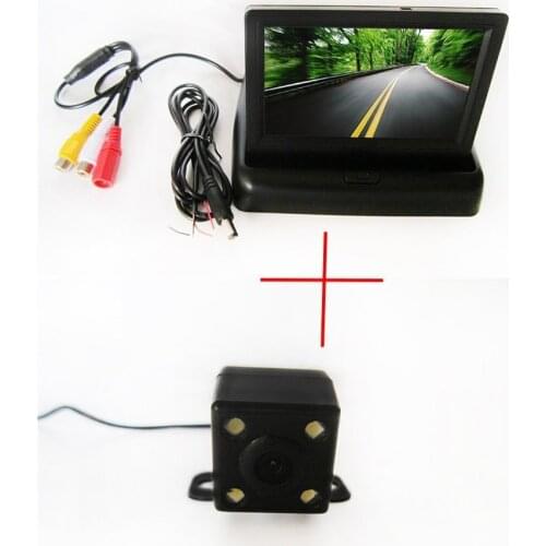Universal Car Rear View Reverse Parking Safety Assistance with Night Vision Function Camera+4.3 Inch foldable LCD Monitor