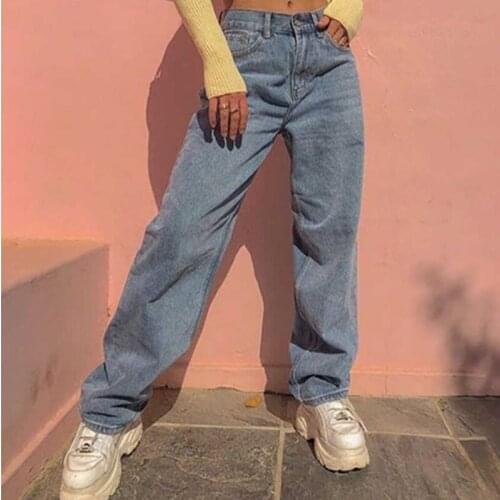 Spring Ladies' Oversize Trousers Blue High-Waisted Drape Wide Legs Loose Casual Go - Around Fashion Straight Leg Jeans