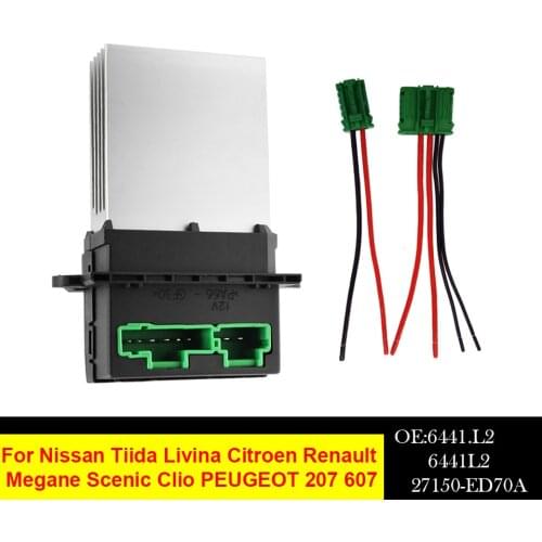 Blower Resistor Heater + Connector/Wire For Nissan Tiida Livina Citroen Renault Megane Scenic Clio PEUGEOT 207 607 6441.L2