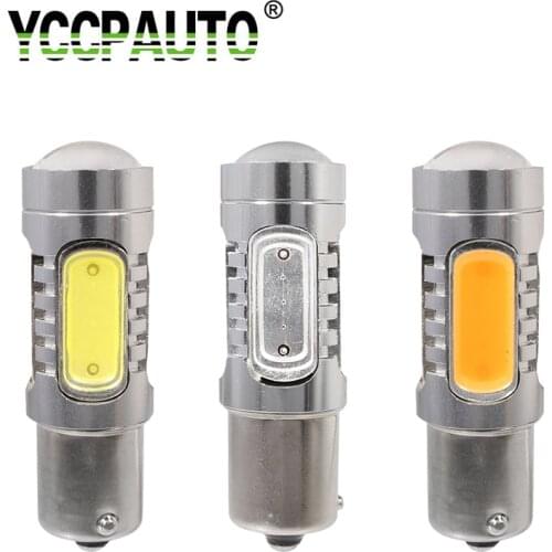 YCCPAUTO 1Pc 1156 BAU15S PY21W LED Bulbs Amber/Yellow White Red COB 7.5W Car Backup Light Turn Signal Brake Lamps 12V