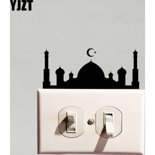 YJZT Cartoon Wall Switch Sticker Home Decor Vinyl Decal Mosque Moon Symbol Islam S19-0917