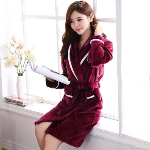 Women Nightdress Coral Fleece Sleepwear Winter Warm Kimono Robe Gown Plus Size 3XL Intimate Lingerie Thick Bathrobe Home Clothes