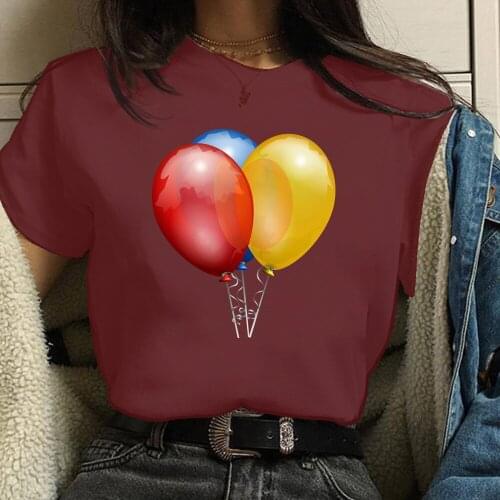 Balloon Women 2021 Summer Short Sleeve Fashion Print Lady T-shirts Top T Shirt Ladies Womens Graphic Female Tee TX8157