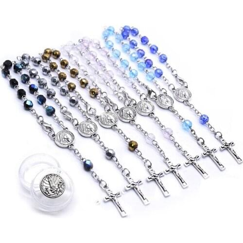 Womens Religious Prayer Fatima Crystal Beads Rosary Bracelets Female Christian Church Souvenir Catholic Cross Bracelet Jewelry