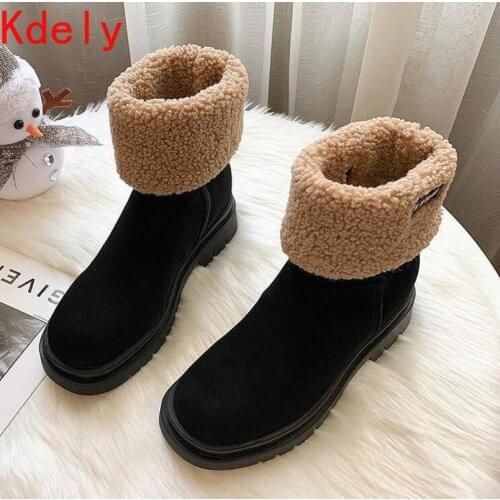 Winter Boots Women Shoes 2020 Solid Flat Plush Warm Snow Boots Women Shoes Zipper Platform Ankle Boots Casual Shoes Woman