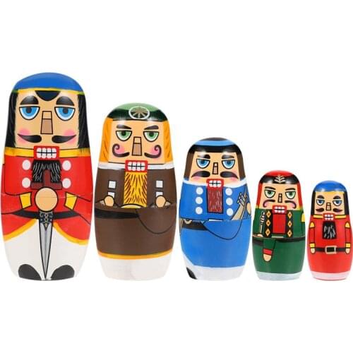 1 Set Of Nutcracker Nesting Dolls Multi-Layered Matryoshka Early Educational Toy Teaching Aids For Juglans