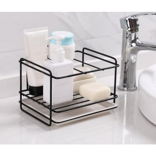 1pc Sponge Holder Soap Drain Storage Rack Kitchen Sink Organizer Rag Dishcloth Brush Holder Iron Shelf Bathroom Organizer