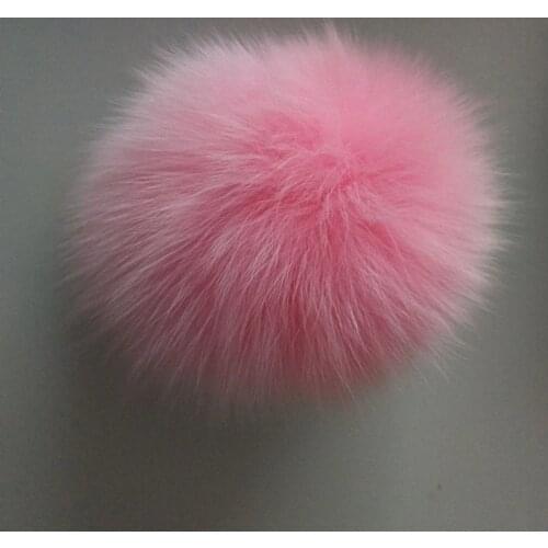 11cm Nature Genuine Fox Fur Ball Pom Pom Fluffy DIY Winter Hat Skullies Beanies Knitted Cap Pompoms F009-pink