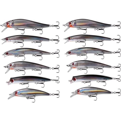 12pcs/set Hard Fishing Lures Popper Bait Artificial Bait Topwater Jigbait Wobblers Fishing Tackle For Pike Perch