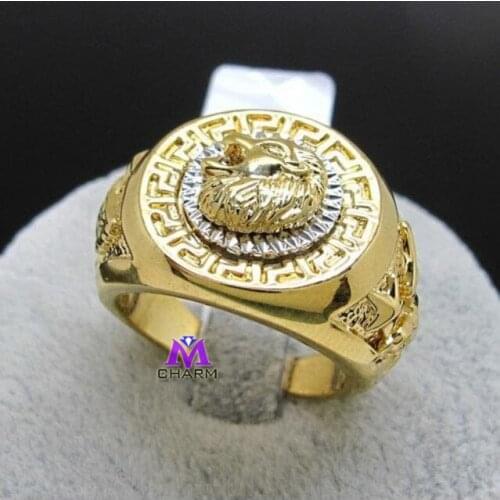 2015 Classic Design,Exquisite Fashion Jewelry,Band Cool Lion Head Eagle Star 18KGP Jewelry Rings For Men,2 Colors,size 8-12
