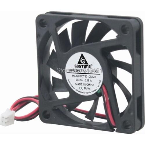 5pcs/lot Gdstime DC 5V 2Pin 6cm Brushless 60*60x10mm Cooler 6010 6010s Radiator Cooler Cooling Fan