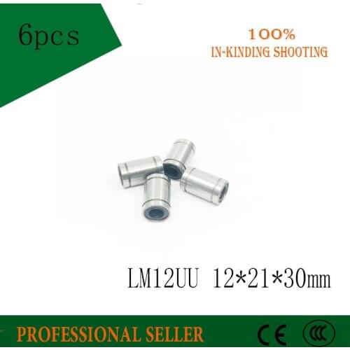 6pcs LM12UU 12*21*30mm Linear Ball Bearing Linear Bushing CNC parts Linear Bearings LM12