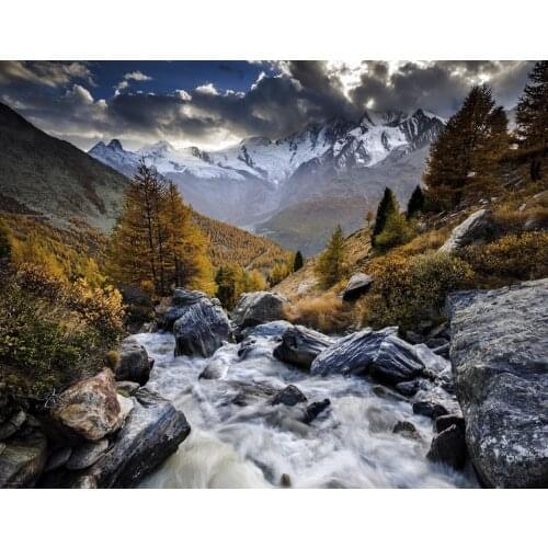 JMINE Div 5D Mountain River Tree natural landscape Full Diamond Painting cross stitch kits art Scenic 3D paint by diamonds