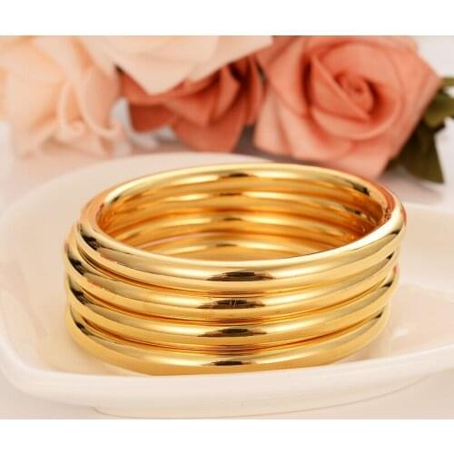4 Pieces Assemble Wholesale Fashion Dubai Glaze Bangle Jewelry 24 K Fine Gold GF Dubai Bracelet Africa Arab Items