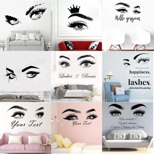 Eyebrows Quote Wall Sticker Removable Vinyl Custom text Make Up Beauty Salon home decoration Eyelashes Decal lashes brows HY9991