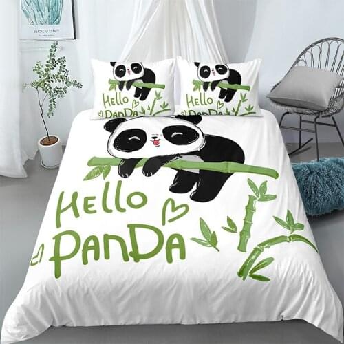 3D Panda Bedding Set Cute Comfortable Bed Linens Pillowcase Custom Bed Sets For Baby Child 2/3pcs Kawaii Kids Duvet Cover