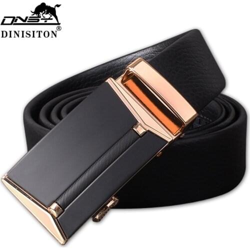 DINISITON Genuine First Layer Of Leather Belt Mens Automatic Buckle Belts Men Brand Luxury Design High Quality Waistband FX001
