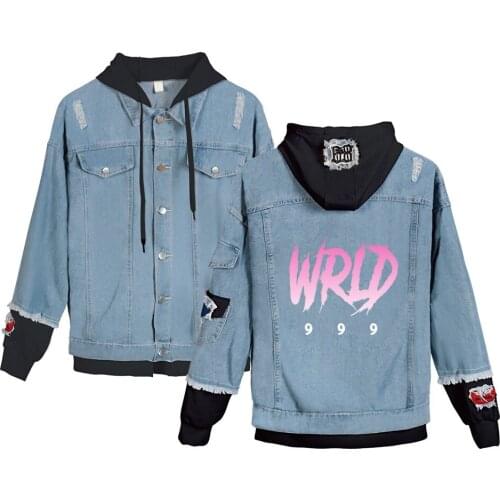 Juice Wrld Denim Jean Jacket Wear Men / Women Kpop Popular Stitching Tracksuit Coat Men Clothing Sweatshirt Clothes Casual Print