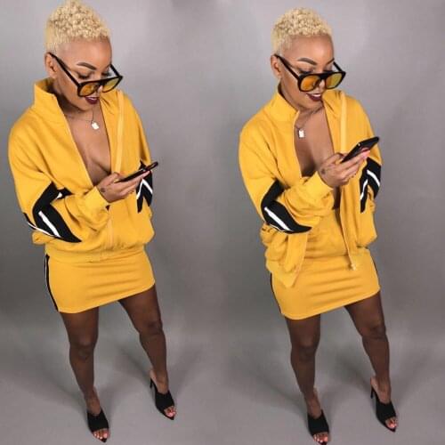 European Style 2 Piece Set Spring Summer Yellow Suits Female Sweatsuit 2 Piece Set Women
