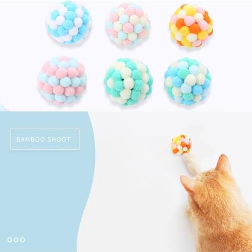 Pet Cat Toy Colorful Handmade Bouncy Ball Interactive Toy Cat Plush Cat Toy Set Cat Toys Interactive Mimi Pet Supplies