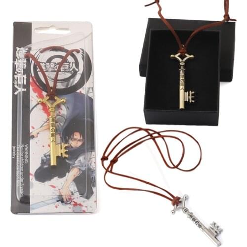 Hot Cartoon Anime Attack on Titan Eren Key Shingeki No Kyojin Cosplay Rope Chain Pendant Necklace Jewelry For Men Women Gifts