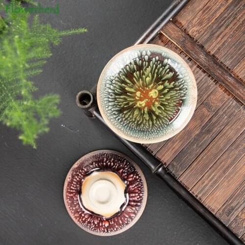 Ceramic Porcelain Tea Cup Teaware Creative Tea Set Cup Oil Dripping Kiln Large Single-cup Kiln Variable Brushed Straw Tea Bowl