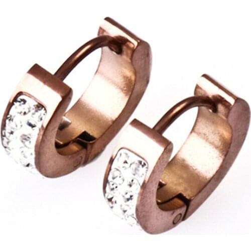 Coffee Ear Stud Vintage Women Round Plated Earing White Stone Crystal Luxury Circle Clear Gem