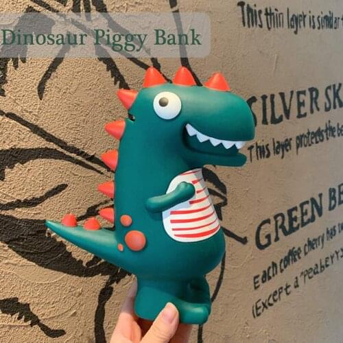 Green Dinosaur Piggy Bank Cartoon Cute Creative Money Box Plastic Saving Money Coin Bank Children Gifts Home Decorative Ornament