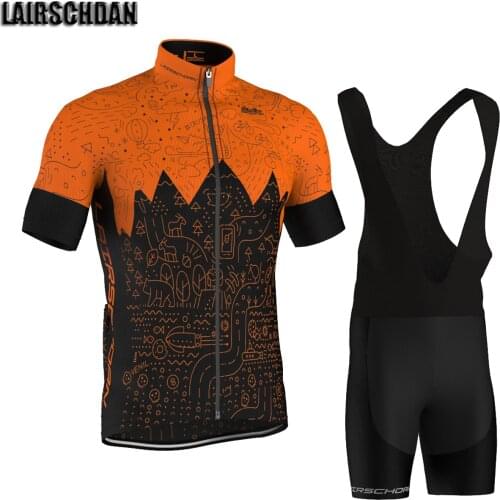 LairschDan Orange cycling jersey set 2021 complete bike clothing kit man bicycle suit ropa mtb hombre racing male cyclist outfit