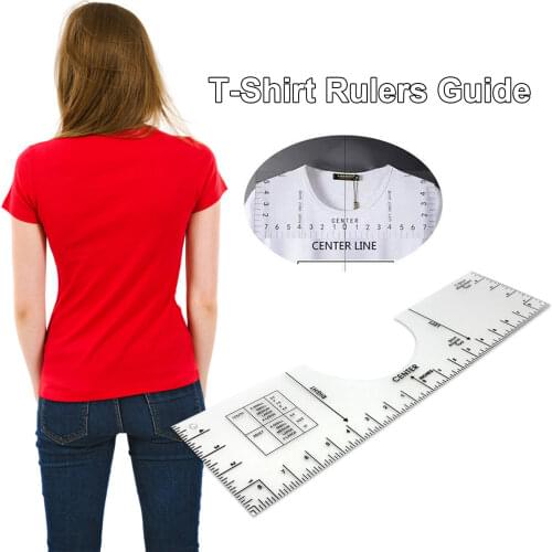 T-Shirt Rulers Guide Round Neck Calibration Centering Tool Ruler Shirt Alignment Tool PVC Sewing Ruler Heat Transfer Fixed Ruler