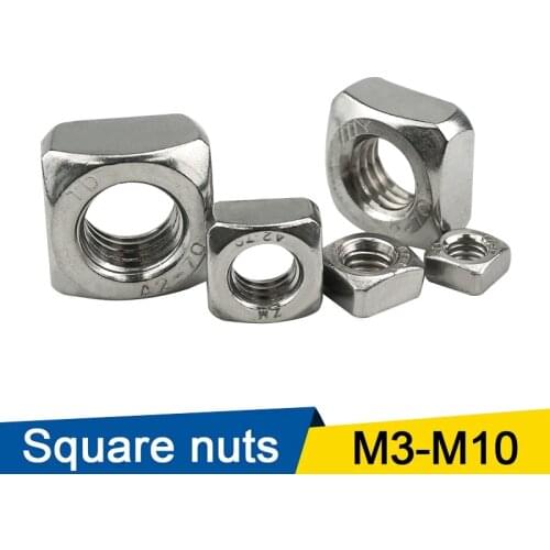 LUCHANG Free Shipping 100Pcs M3 M4 M5 M6 M8 304 Stainless Steel Fastener Square Nuts