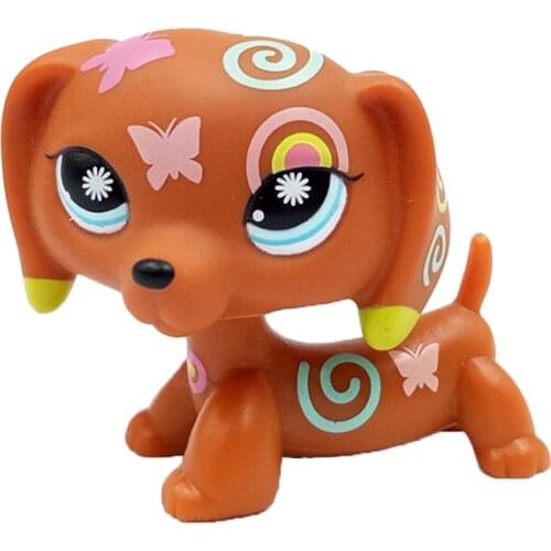 LPS CAT Cute Animal pet shop toys #1010 brown DACHSHUND butterfly Tattoo sausage rare anime figure toys dog