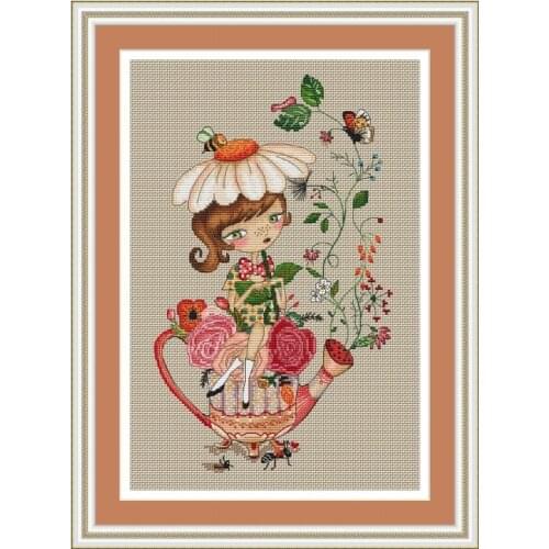 Lovely girl DIY Cross Stitch Kit Packages Counted Cross-Stitching Kits New Pattern NOT PRINTED Cross stich Painting Set