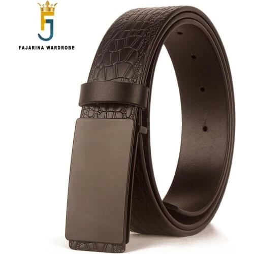 FAJARINA New Arrival Design Quality Cowhide Belt Mens Head Layer Genuine Smooth Buckle Black Belts for Men Leather Men N17FJ774