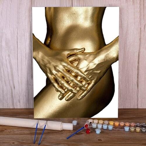 Black And Gold Woman DIY Painting By Numbers Complete Kit Acrylic Paints 40*50 Boards By Numbers New Design For Wholesale