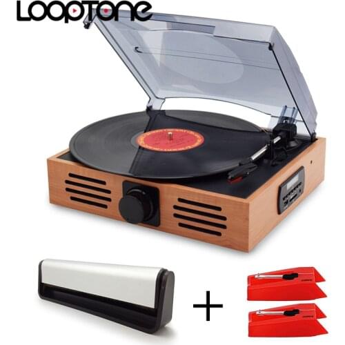 LoopTone USB Turntable Players Kit Vinyl LP Record Phone Player+Cleaning Brush for CD/LP +2PCS Sapphire Tipped Ceramic Needle