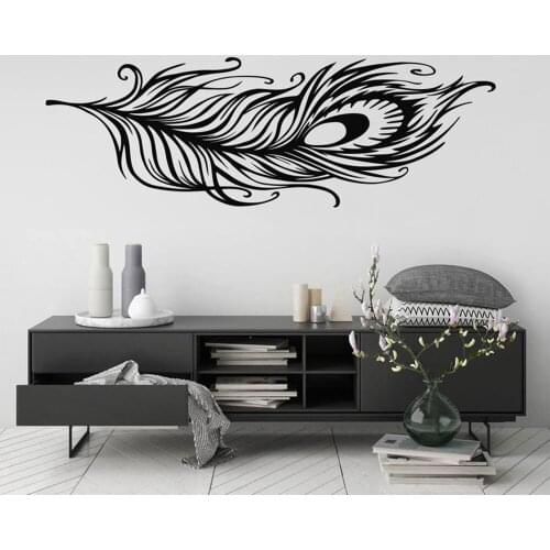 Peacock Feather Wall Art Sticker Modern Nature Room Decor Removable Vinyl Decal Living Room House Decoration Murals G707