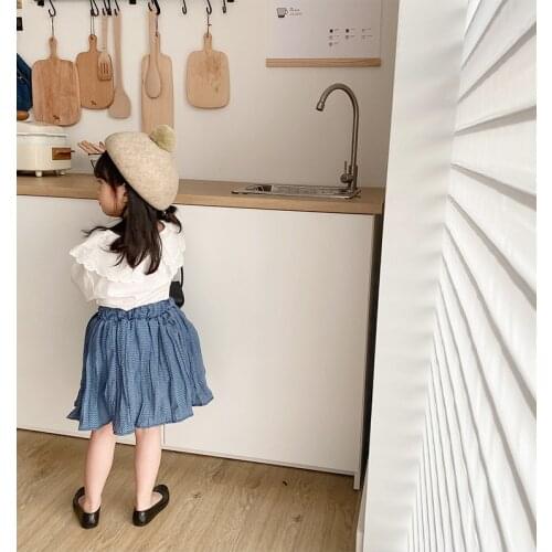 2021 Autumn New Children Shirt Girls' Polka Dot Wrinkle Skirt