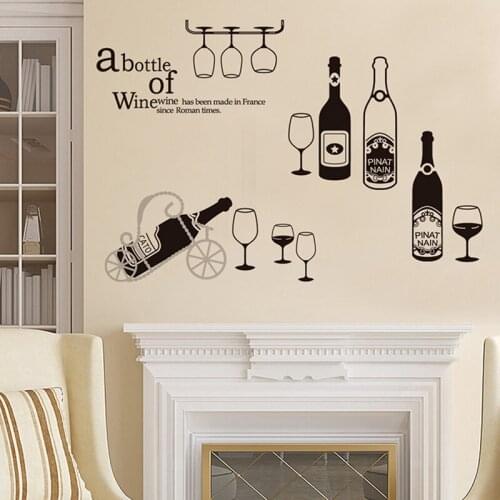 New Cupboard Wardrobe Decal Wine Bottle Wall Stickers Kitchen Room Decoration Bar Window Mural Art Wall Decor 60X90cm