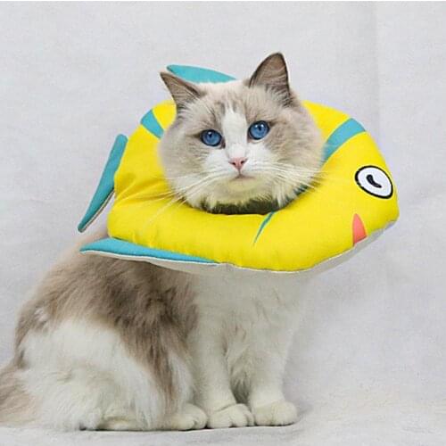Cat Collar Fish Shape Anti-licking Fabric Recovery Wound Protective Circle for Kitten Fashion Design Puppy Accessories Supplies