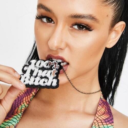 Acrylic laser cut Fashion Statement Letter Bitch Daddy Pendant Necklace For Women Girls bijoux femme