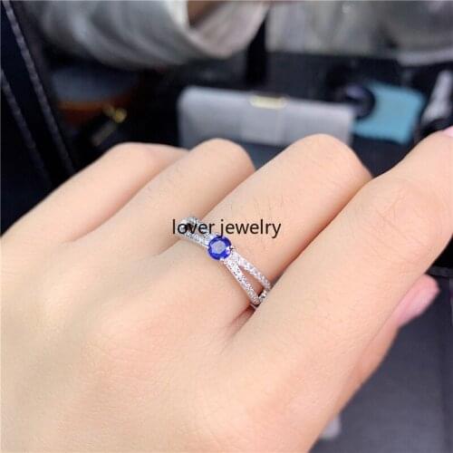 Jeweley Classic Sapphire Wedding Ring Natural Sapphire Ring for Daily Wear 925 Silver Sapphire Jewelry 3.5mm*3.5mm