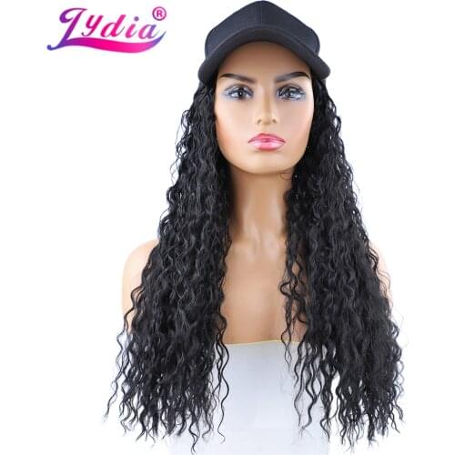 Lydia Adjustable Hat Wig Women Hats Long Water Wave Hair Extensions With Black Female Baseball Cap All-in-one Hat Synthetic