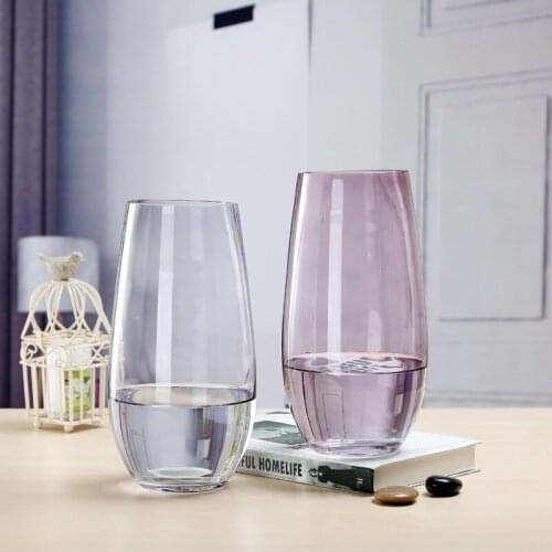 Nordic Pink Glass Vase European Decoration Home Flower Vase Flower Transparent Hydroponic Solid Tabletop Vase For Flower Decor