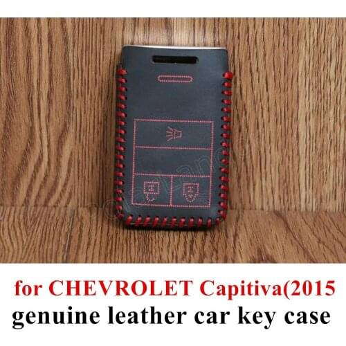 Only red Premium Quality Case for C-HEVROLET C-apitiva(2015) Hand sewing cover DIY promotion Genuine leather key case