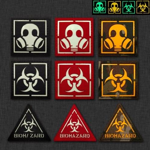 Triangular Gas Mask Luminous Velcro Patch Nylon Tactical Military Combat Emblem Glow In Dark Outdoor Badges For Clothes Backpack