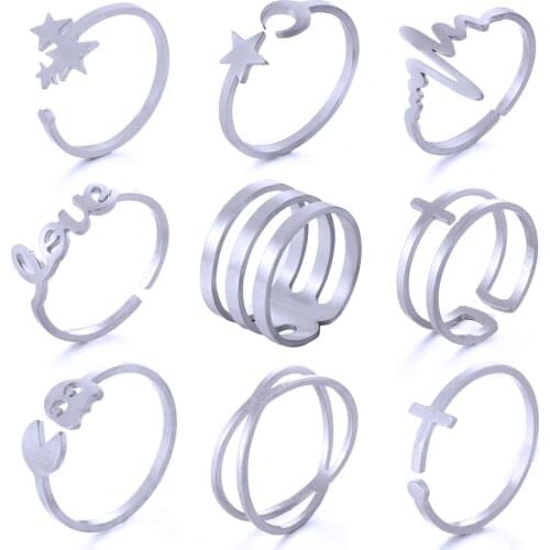 Unique Adjustable Ring Set Punk Style Gold Color Knuckle Rings For Women Stainless Steel Finger Knuckle Rings Ring Sets Jewelry